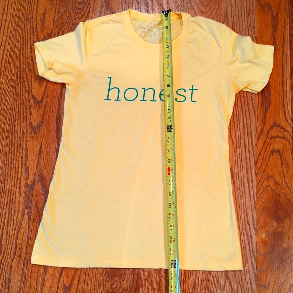 Honest T-shirt by True Food Kitchen Yellow with Teal Letters Size M - Picture 6 of 7